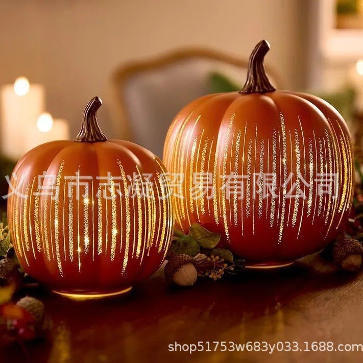 跨境新款Twinkle Light Pumpkins闪闪发光的南瓜家居摆件|undefined