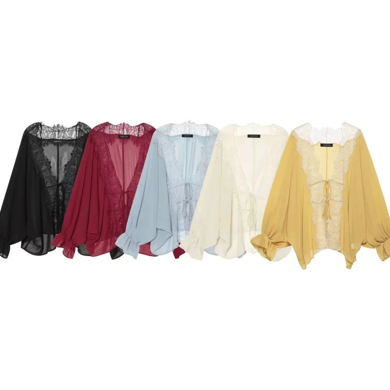 Cross-border European and American women's fashion AliExpress hot-selling trendy casual lace patchwork shirt Cross-border European and American women's fashion AliExpress hot-selling trendy casual lace patchwork shirt