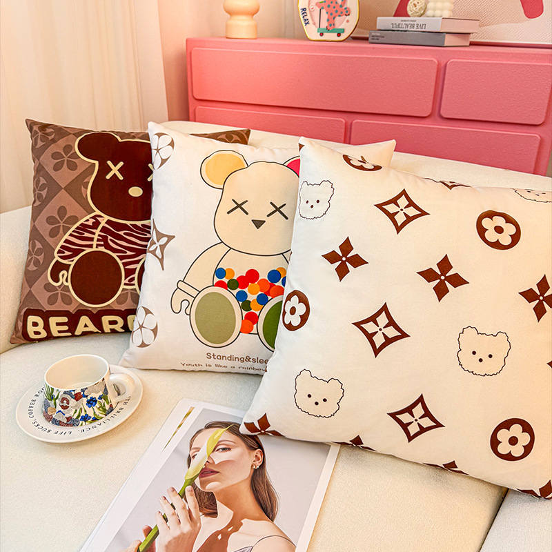 Red de celebridades Bear Tide Brand Almohada ins Estilo de alto valor Salón de nicho Sofá Ventana salediza Cojín Funda de almohada de cabecera