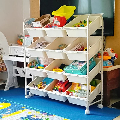 Multi-layer children's toy storage rack, large capacity storage cabinet, baby storage cart, shelf, storage living room