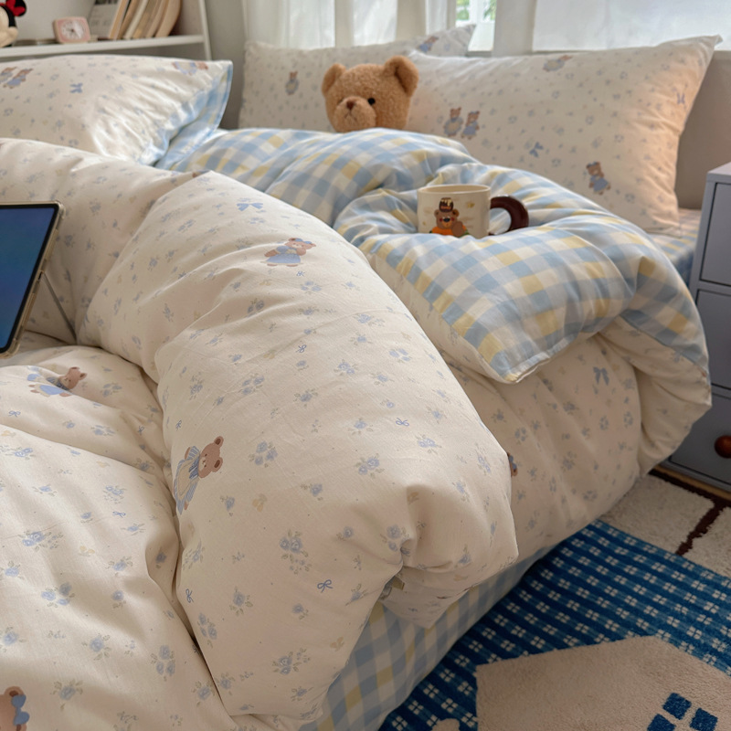 Delantal de miel (¡recomendado!) / Juego de sábanas de 1,2 m de tres piezas [funda de edredón 150*200cm sábana de cama 180*230cm funda de almohada 48*74cm * 1]