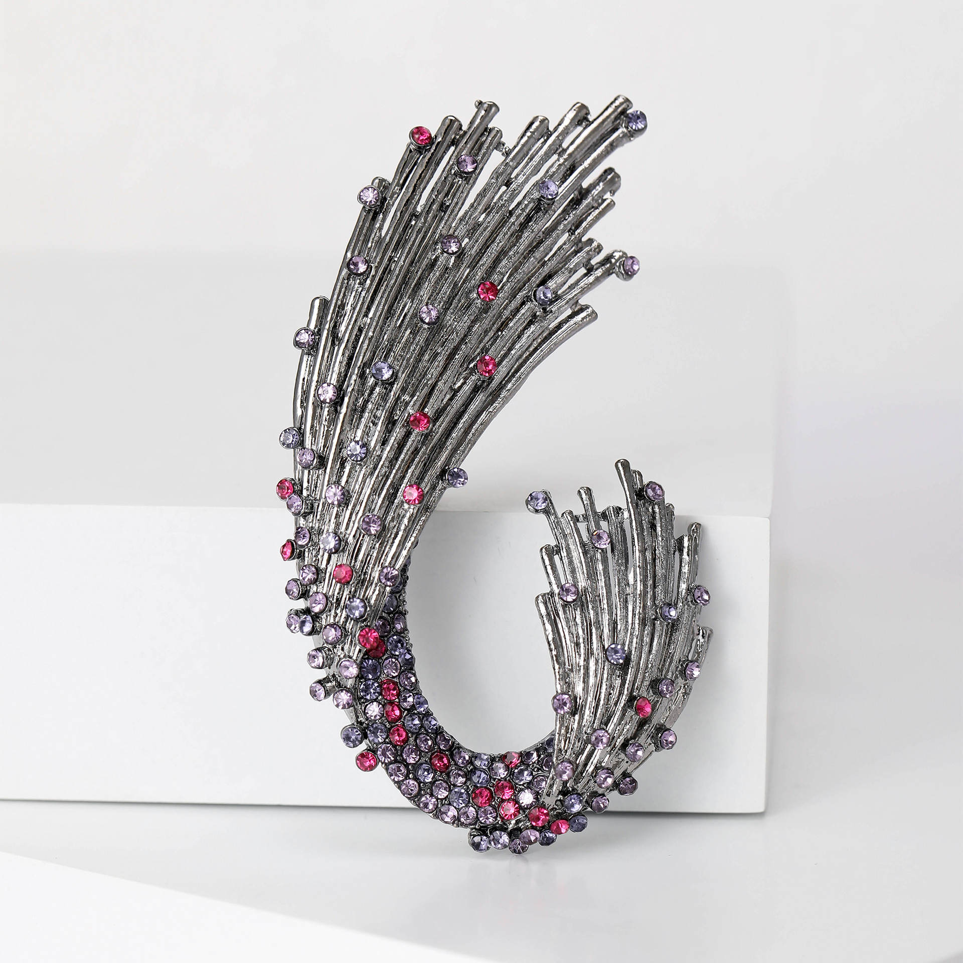 Exquisite Retro Metall Strass Welle Brosche Für Damen Schal Mantel_voghion.com