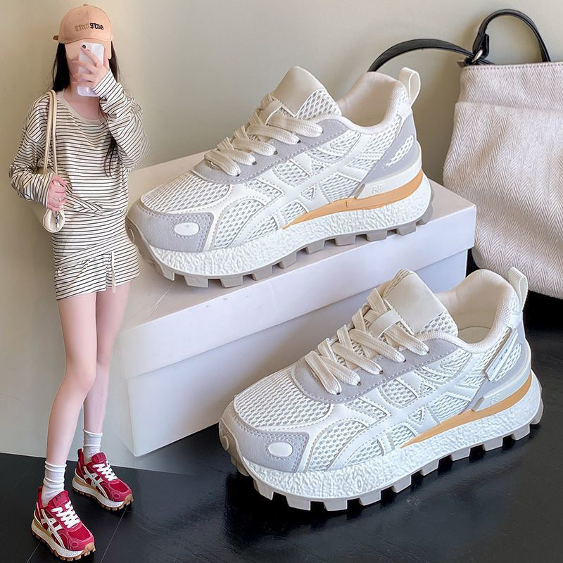 Spring New Women's Shoes, Breathable Mesh Shoes, Korean Style Versatile Thick-Soled Height-Increasing Sneakers, Casual Dad Shoes Spring New Women's Shoes, Breathable Mesh Shoes, Korean Style Versatile Thick-Soled Height-Increasing Sneakers, Casual Dad Shoes