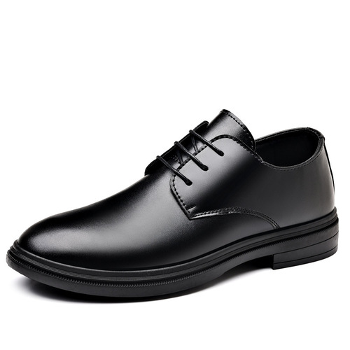 Men's Spring New Leather Shoes, High-end Business Casual Dress Shoes, Trendy Breathable Men's Leather Shoes with Invisible Height Increase