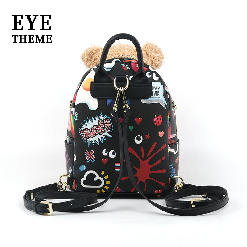 Damas mochila de hombro casuales caricatura encantadora mochila de estudiantes impresión de moda de diseño de viaje sensación de oso 2796 #