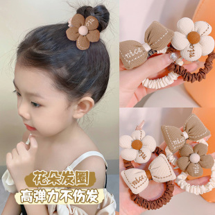 New milk brown Colorful Hair Ring Bow Do Not Hit Hair Art Flower Hair Ring Sweet Girl Style Autumn and Winter Style