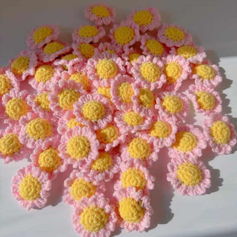小雏菊手工编织花束洋甘菊毛线钩针花朵仿真花服装装饰配件辅料|undefined