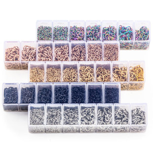 Stainless steel open ring color vacuum Gold DIY jewelry bracelet necklace accessories connection ring 6 specifications set
