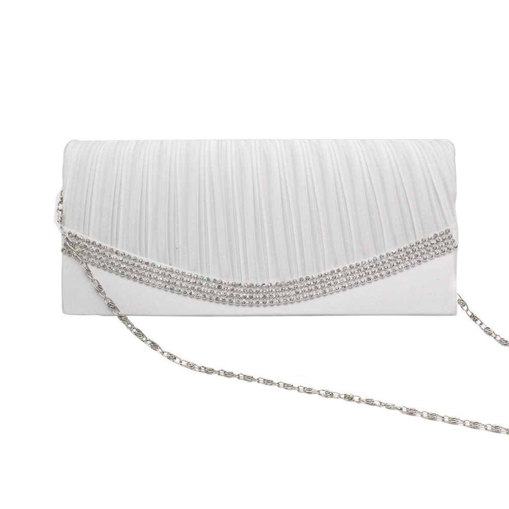 Single Shoulder Strap Strap Type Evening Bag Bags Type Party Occasion Women's Medium All Seasons Polyester Silk Solid Color Fashion Rhinestone Square Magnetic Buckle Evening Bag
