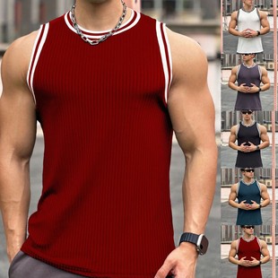Summer New Fitness Sleeveless T-shirt Korean Style Loose Breathable Training Waistcoat Basketball Clothing Men's Elastic