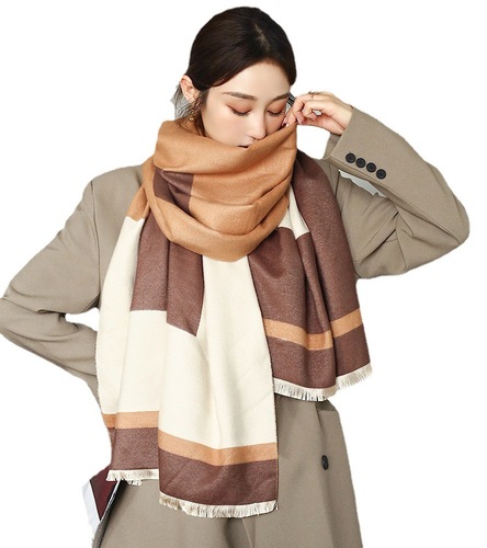 Imitation cashmere scarf autumn and winter new warm scarf women's wholesale double-sided thickened air-conditioning shawl scarf mid-length