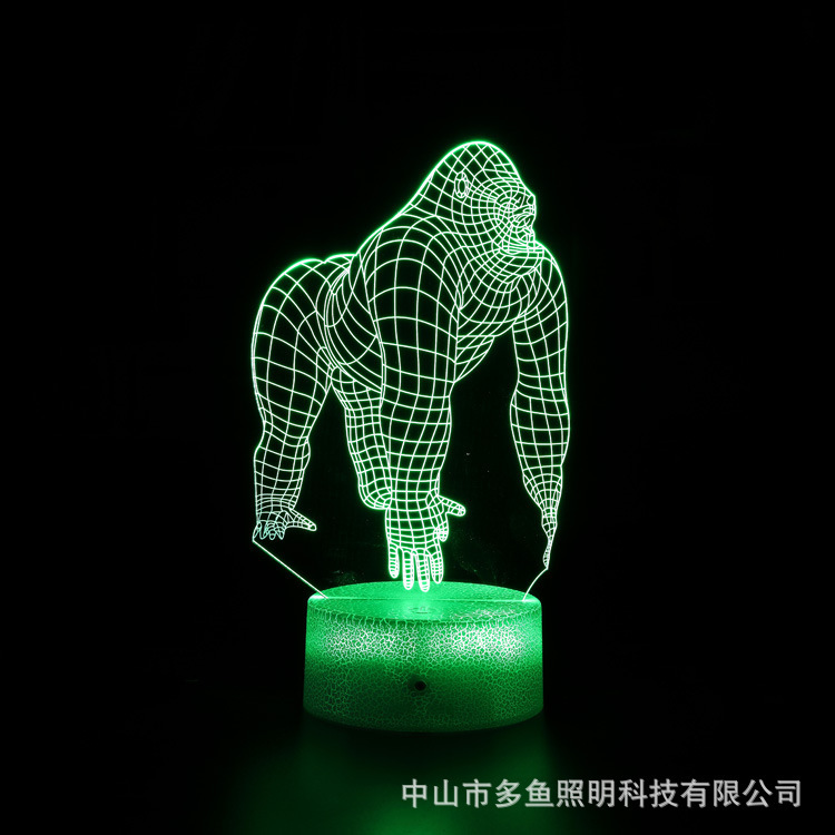 Cross-Border Exclusive Gift 3D Night Light Orangutan Eagle Horse Leopard Owl Led Touch Remote Control Dimmable
