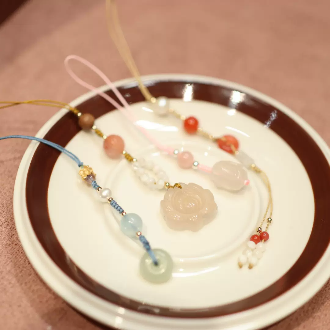 天然玉髓玛瑙手捻珠手机挂件合集绕指柔指串手机链古风包包挂绳