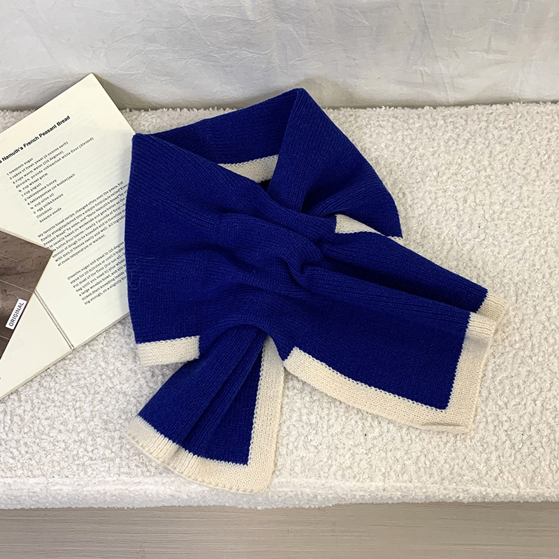 Bufandas de invierno para mujeres calientes estilo coreano universal simple color cruzado perezoso punto collar bufandas de cuello