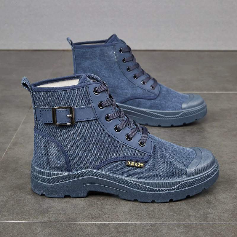 3522 высокая банда на открытом воздухе альпинистская повседневная обувь для кемпинга обувь, устойчивая к грязи и защищая обувь, дышащая обувь, холст, бархат, чтобы согреться