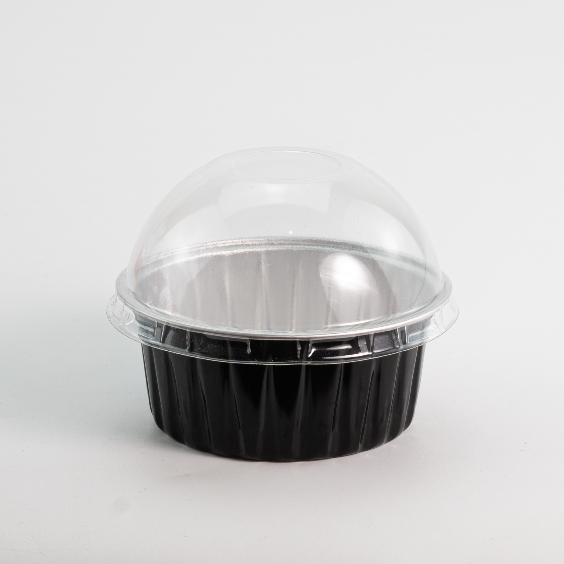 Cubierta alta redonda plateada negra