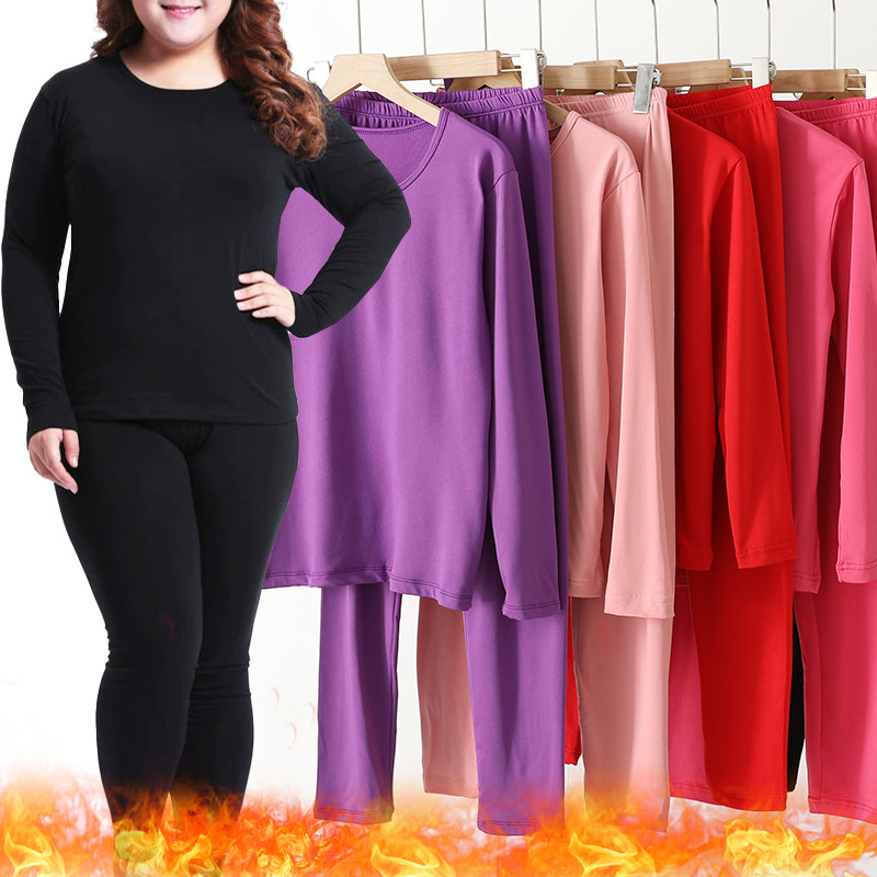 Fat Girl 200kg loose brushed long johns extra large size plus size women's thermal underwear suit