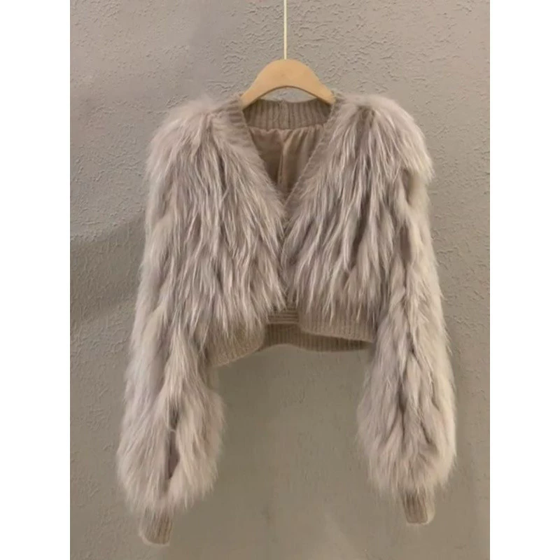 Зимняя куртка, модный свитер, стиль Chanel, V-образный вырез