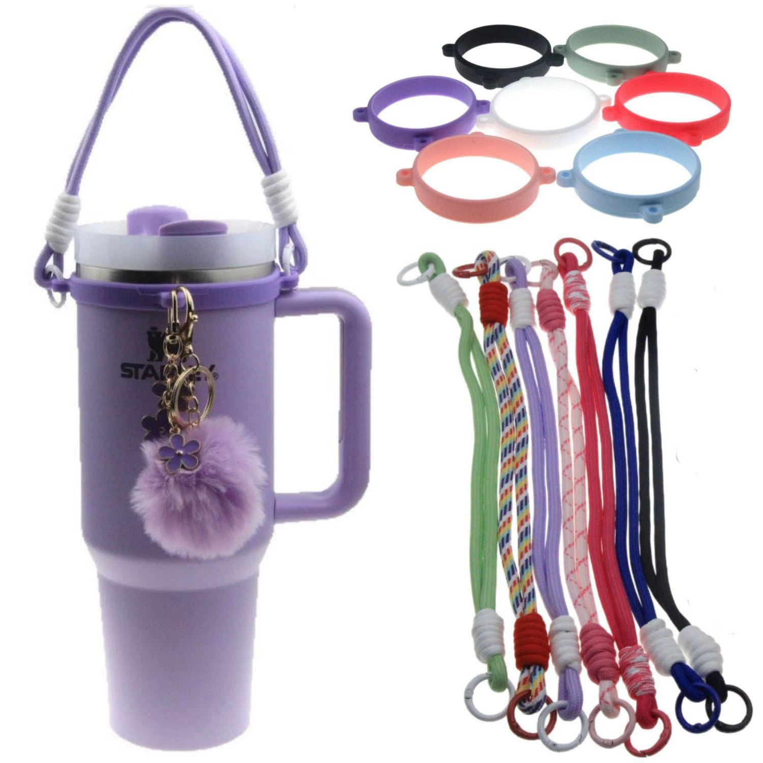 Силиконовый чехол для чашки, ручка для чашки с водой, подходит для чашки Stanley, чехол для чашки Owala, автомобильная чашка для льда, ремешок для бутылки с напитком