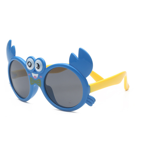 OleOle 2024 New Silicone Children's Polarized Sunglasses Cartoon Crab Cute Aviator Sunglasses UV Protection Goggles