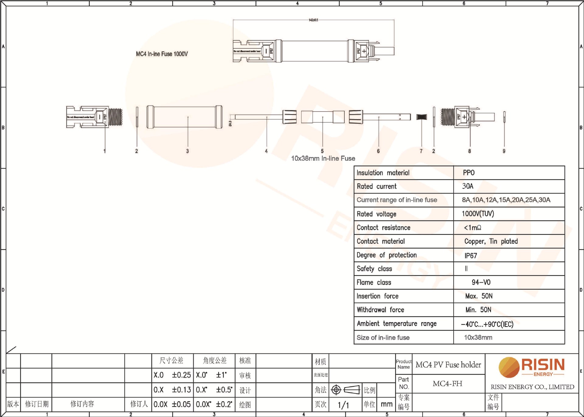 Datasheet of MC4 Fuse holder R