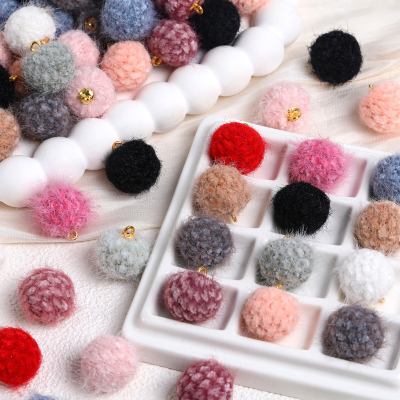15mm Imitation Lamb Wool Ball Beads Fluffy Plush Ball Pendant DIY Jewelry Accessories Hair Accessories Earring Materials