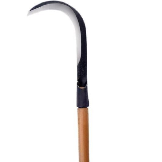 锰钢长柄除草月牙镰刀割水稻木柄钩刀农具批发【延益】308木柄