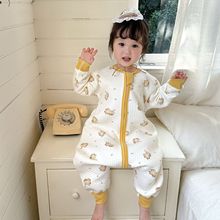 2025秋冬夹棉儿童睡袋宝宝分腿防踢被婴儿连体睡衣无骨女童春秋冬