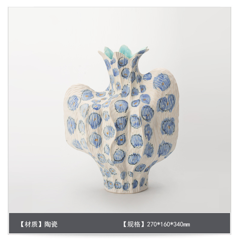 中世スタイルのセラミックフラワー花瓶装飾アートB&Bモデルルームゲストテーブルハイエンドフラワーアレンジメント装飾|undefined