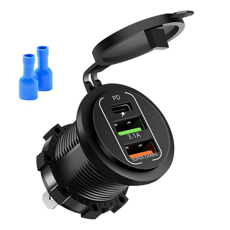 Modified Car Charger Yacht Motorcycle RV Car QC 3.0 Fast Charge Dual USB