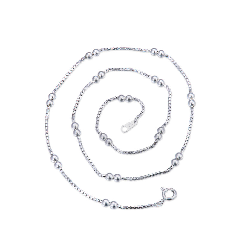 Collar de plata esterlina s925 mujer cadena de plata sin colgante cadena de cuentas hombre cadena de clavícula cadena de suéter de alta calidad cadena de celana