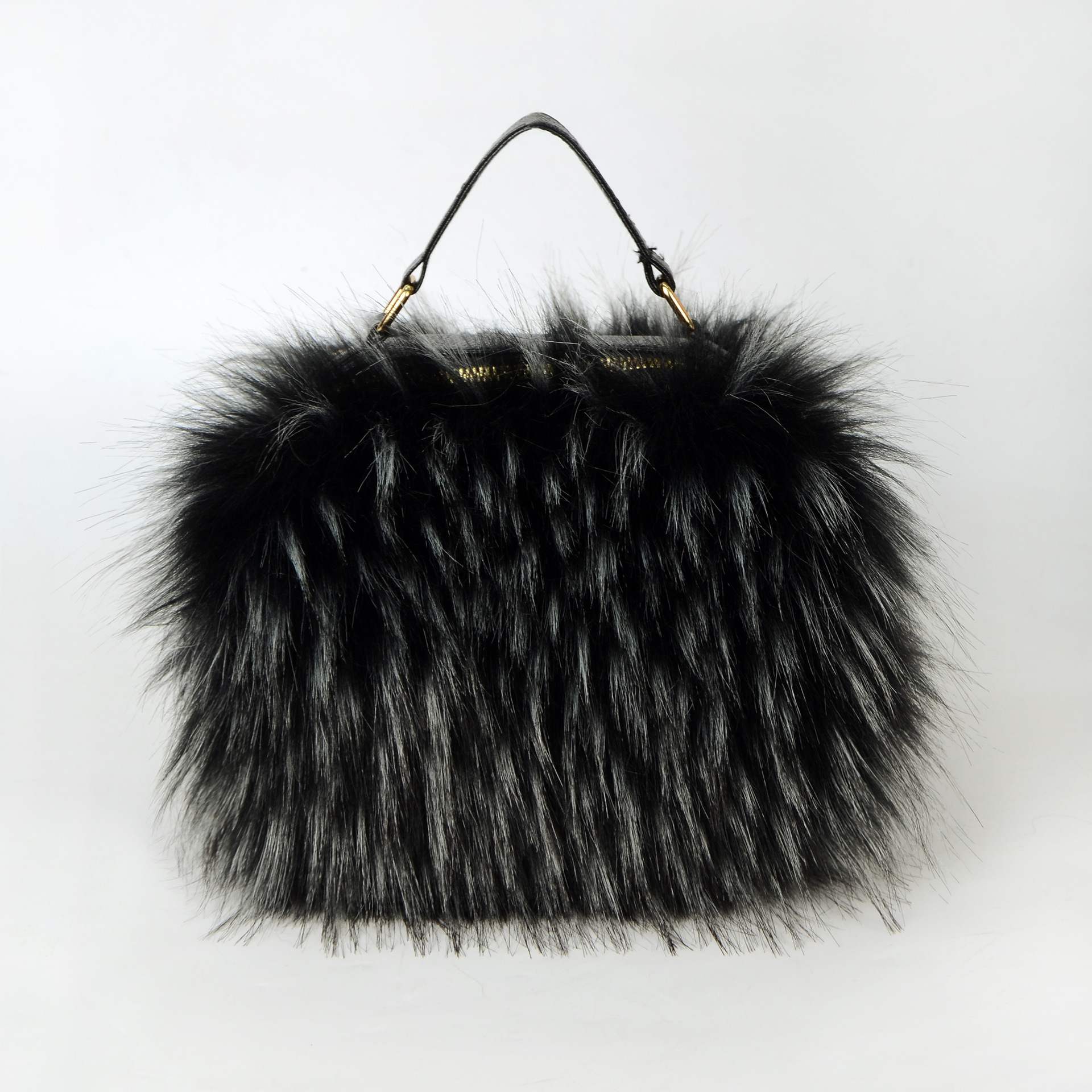 New women's plush tote handbag raccoon fur crossbody handbag pillow shape sweet cool style y2k_voghion.com