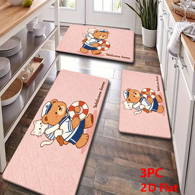 Cocina transfronteriza de tres piezas cojín de piso lavable barro de diatomas absorción de agua a prueba de aceite cojín de alfombra resbaladiza resistente a la suciedad cojín de pies