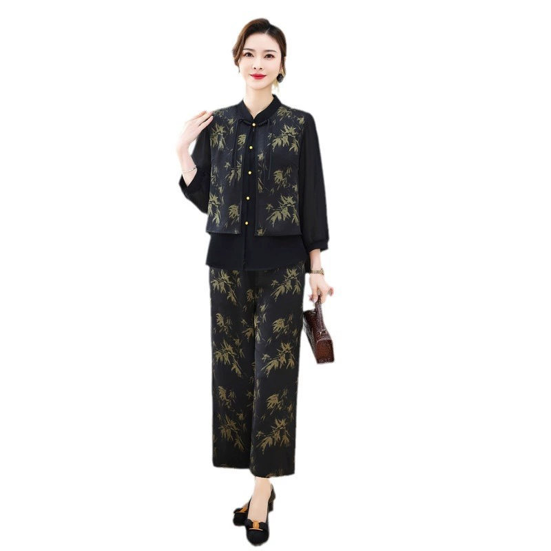 Осенний комплект для мамы, plus size, китайский стиль