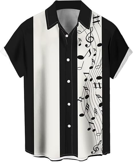 クロスボーダーファッション音楽プリントシャツメンズヨーロッパとアメリカの貿易アマゾンルーズ夏半袖ロックシャツ男性用|undefined