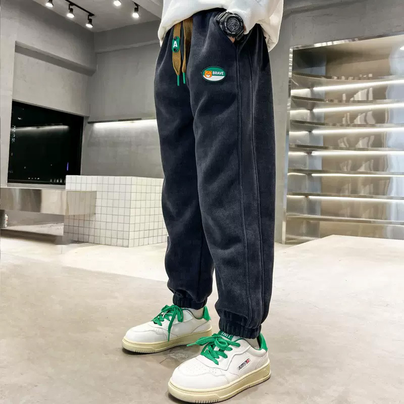 Boys' Autumn Corduroy Jogger Pants Medium And Large Children's Casual Sweatpants New Style Sports Long Trousers_voghion.com