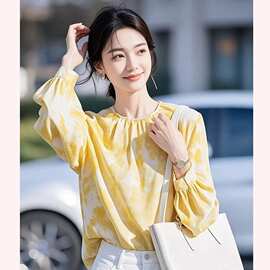 轻熟法式小众设计感独特漂亮长袖上衣高级感好看黄色衬衫女士春季