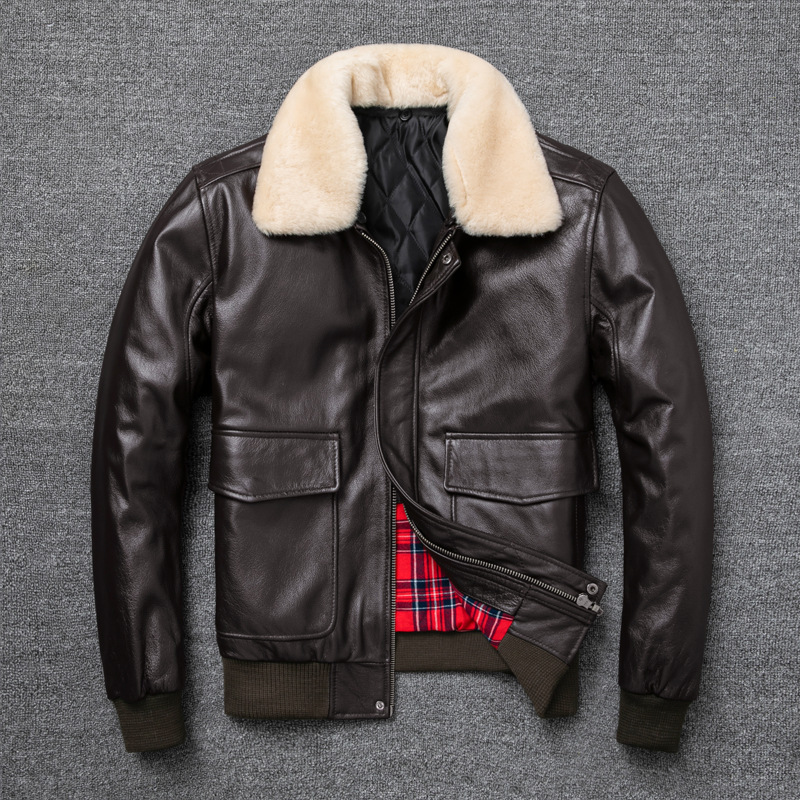 Pilot Leather Jacket, Pure First-Layer Cowhide Leather Clothing for Men, Padded, Large Size Flight Suit Leather Coat Pilot Leather Jacket, Pure First-Layer Cowhide Leather Clothing for Men, Padded, Large Size Flight Suit Leather Coat