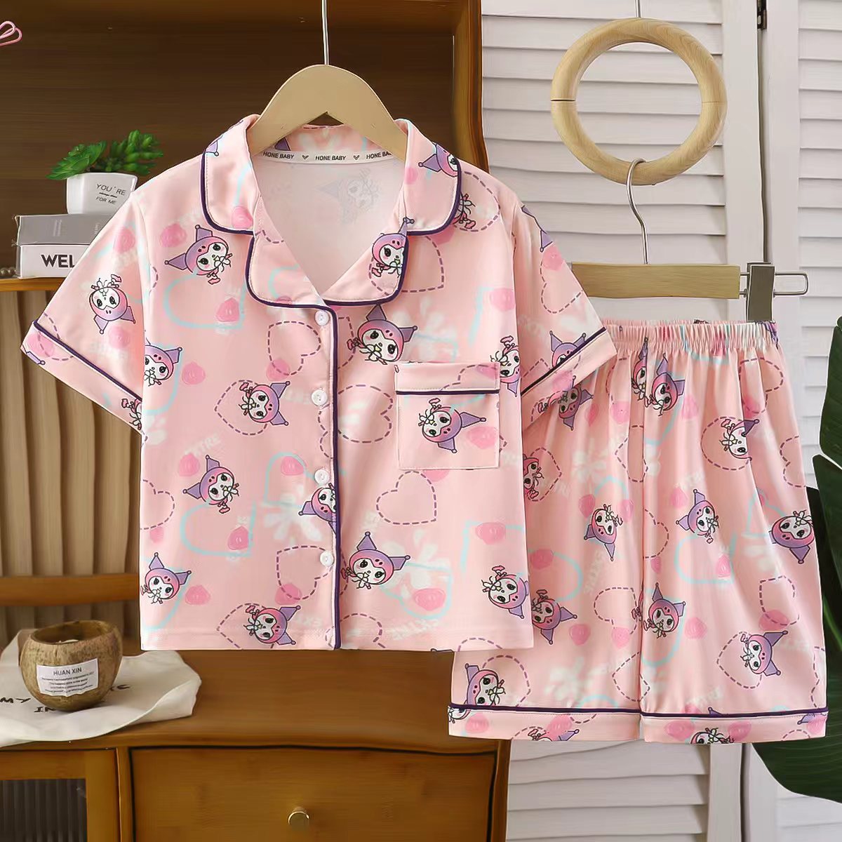 nns-collar pijama rosa amor conejo de orejas púrpura