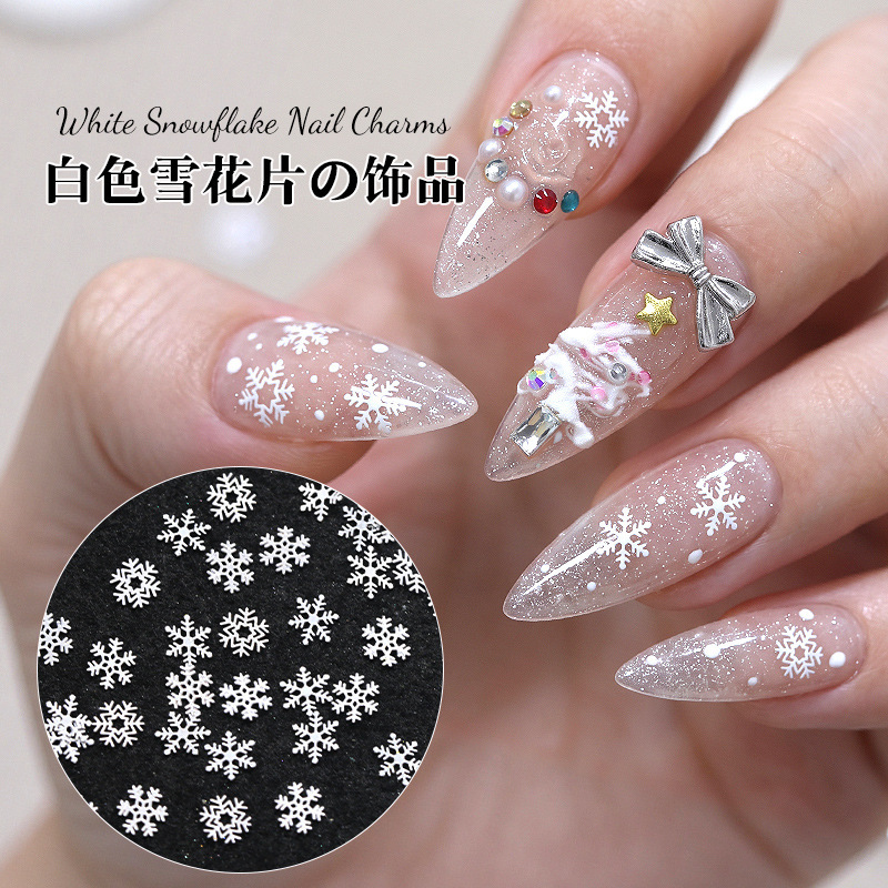Wholesale Christmas snowflake copper nail art decorations, white mixed-color snowflake nail stickers, metal foil for nails, small decorative pieces Wholesale Christmas snowflake copper nail art decorations, white mixed-color snowflake nail stickers, metal foil for nails, small decorative pieces