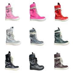 RO 22fw インテリジェントメインライン リック 白黒マルチカラー ミルクベース ハイカット レザー カジュアル カップル ハイブーツ