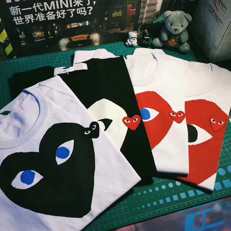 ミルクシルク Tシャツ親子スタイルハート半袖ビッグハートラウンドネック半袖男性と女性のカップル夏カジュアルスポーツシャツ|undefined