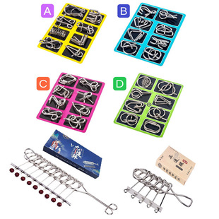 Nine-Link Full Set of Educational Toys for Adults, Educational Ring Unlocking and Buckle Unlocking, Intelligence Development, High Iq Luban Lock Toys