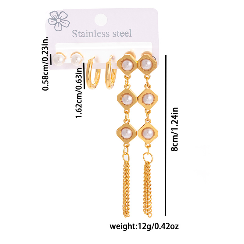 1 Set Lady Geometric Tassel Plating 304 Stainless Steel Drop Earrings Earrings Ear Studs display picture 4