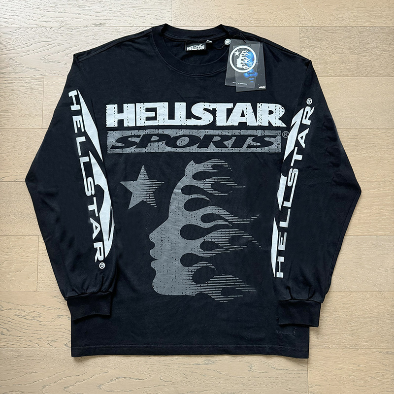 地獄星アメリカ長袖tシャツ男性ins街頭ファッションブランド上着秋冬ゆるいカジュアル綿シャツ|undefined