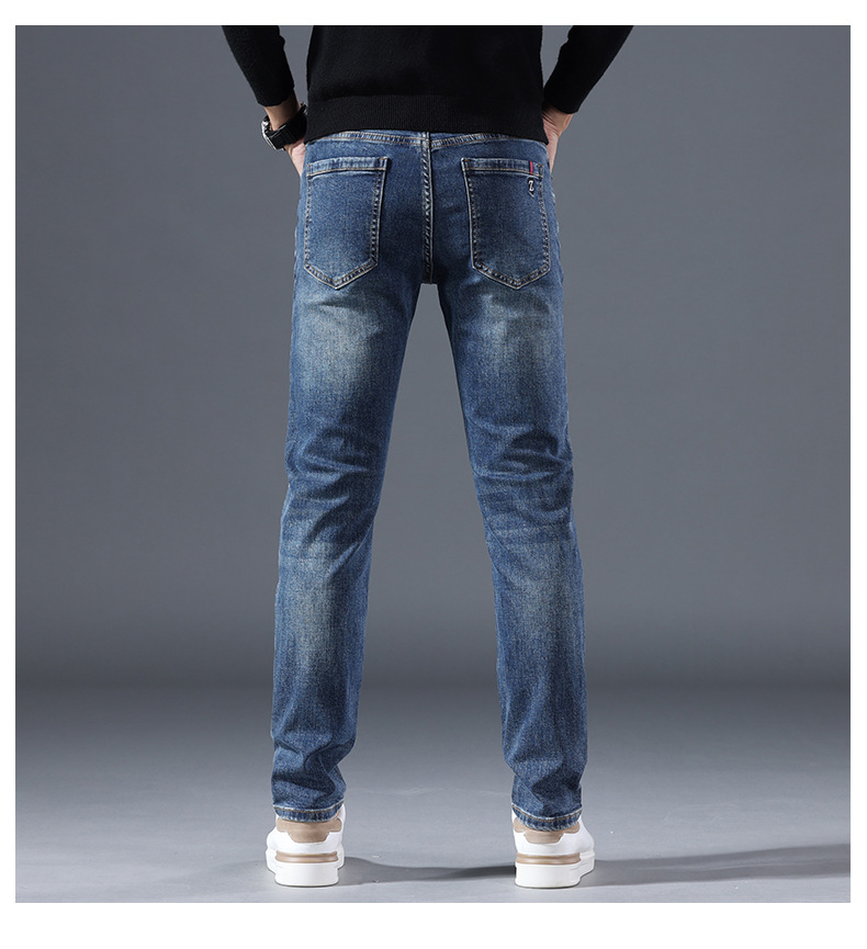 Pants Stretch Jeans Men Slim Straight Pants Men Young Casual Pants All Match Small Feet Men Pants Fashion Brand_viptrois.com