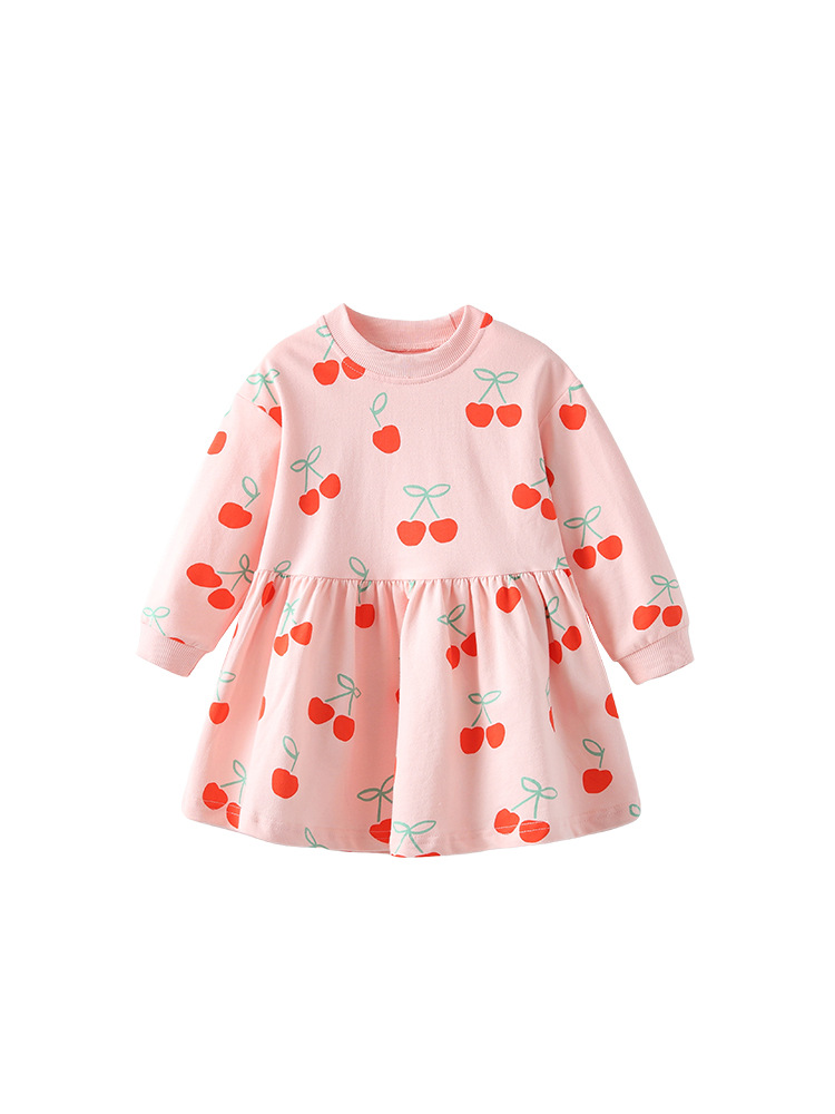 Cross-border malwee niñas suéter vestido otoño y invierno nuevo estilo europeo y americano niño de cuello redondo vestido de impresión encantador