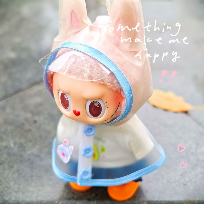 Labubu Baby Clothes Accessories Labubu Clothes Replacement Sitting Party Popular Transparent Frosted Raincoat and Rain Boots Set
