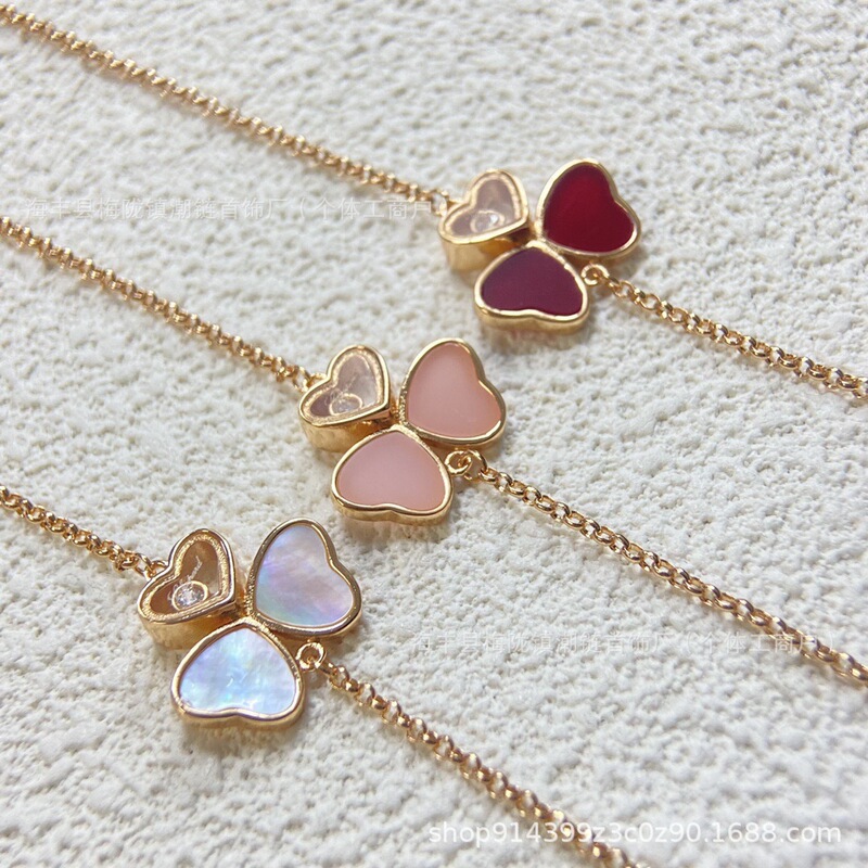 Clover Love Agate Bracelet Women's Diamond Flower Fritillary Pendant Rose Gold White Fritillary Bracelet Factory Direct Sales