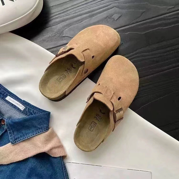 Классические ботинки Birkenstock Boston в стиле платформы, женские тапочки, 2025 год, большой размер, корейский стиль, круглые носки, легко надевать, закрытый носок